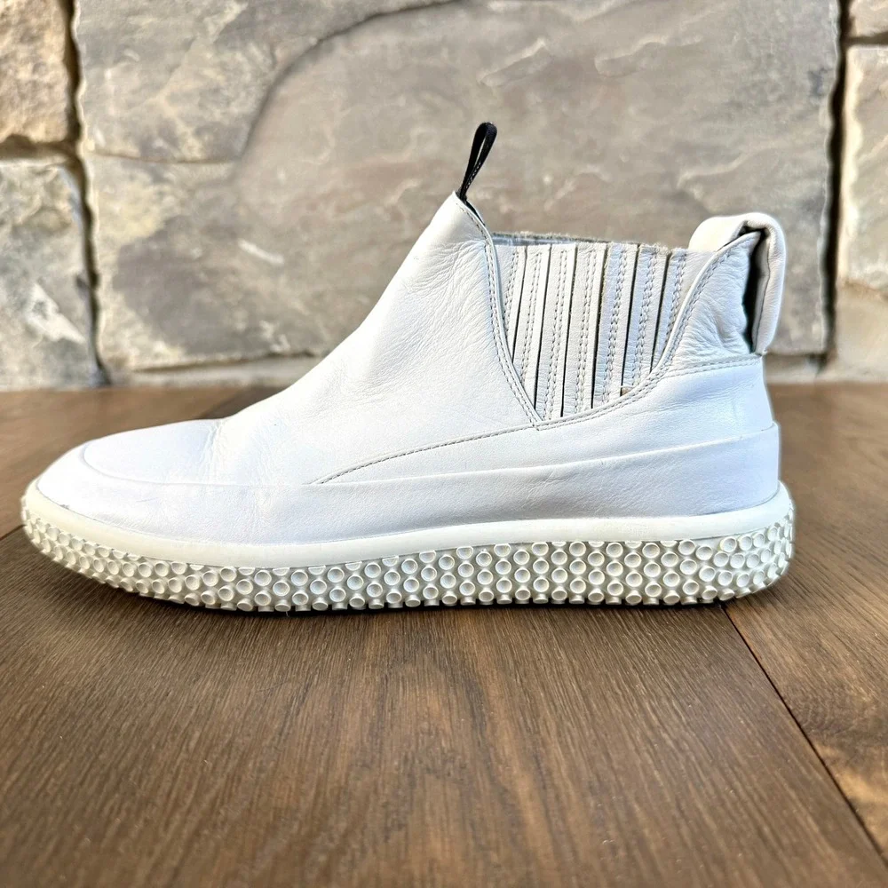 OXS‎ Womens Woobie High Top Leather Sneakers 7 White Made in Italy Streetwear